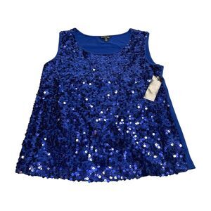 George Tank Top Girls Small Blue 100% Polyester Sequin Round Neck Pullover